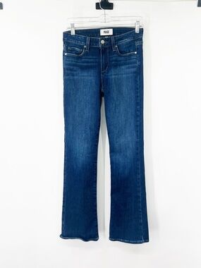 Paige Mid-Rise Manhattan Boot Cut Jeans Dark Wash